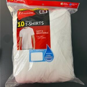 NWT Hanes Men's Tagless White T-Shirts - Pack of 10